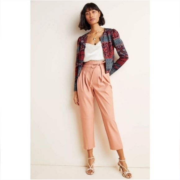 Blank NYC Chelsea Faux Leather High Waist Pink Paperbag Pants Trousers - Picture 1 of 13